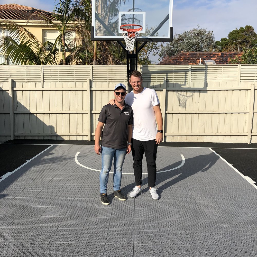 Luke Tadich with Brendan Goddard on a completed court