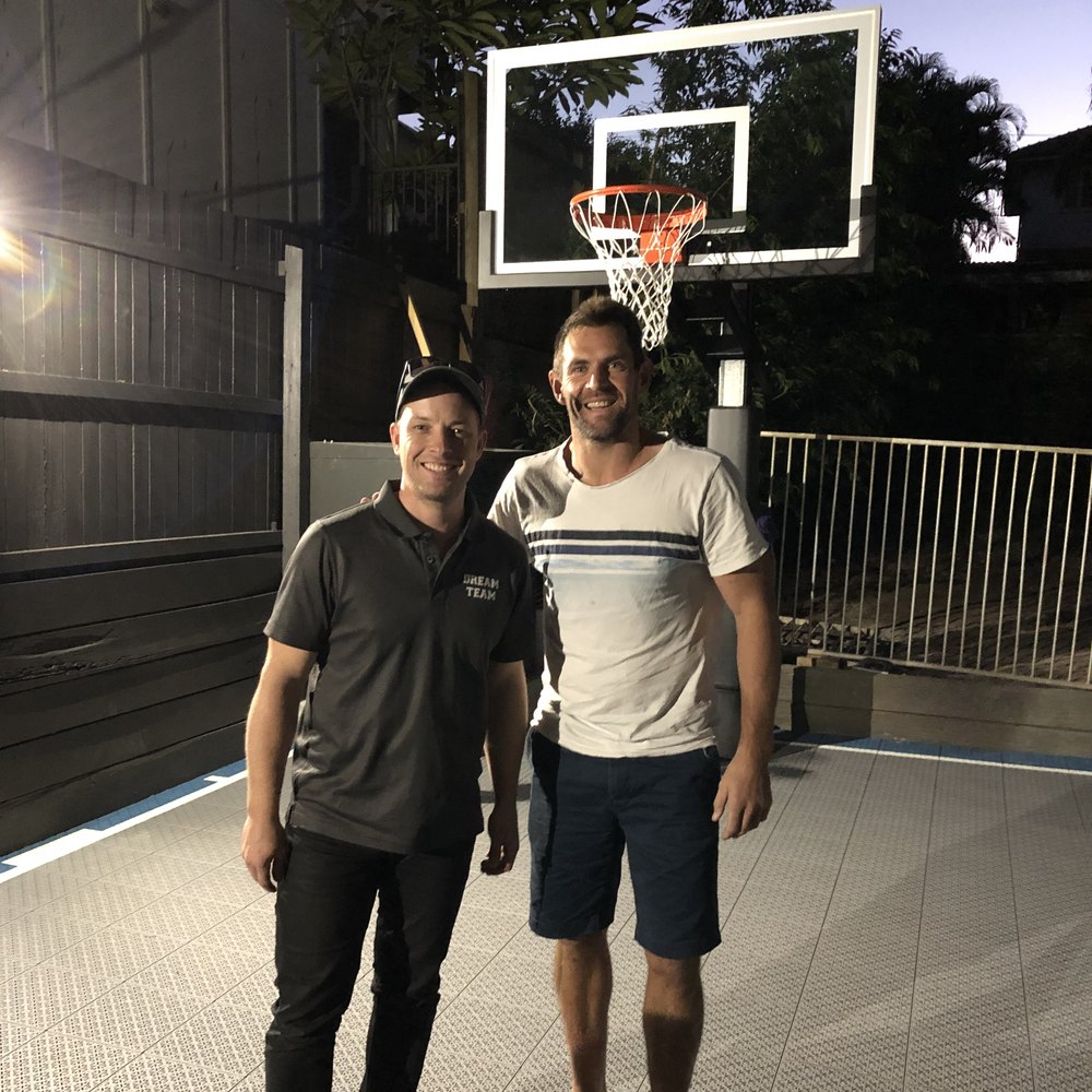 Luke Tadich with Luke Hodge on a completed court